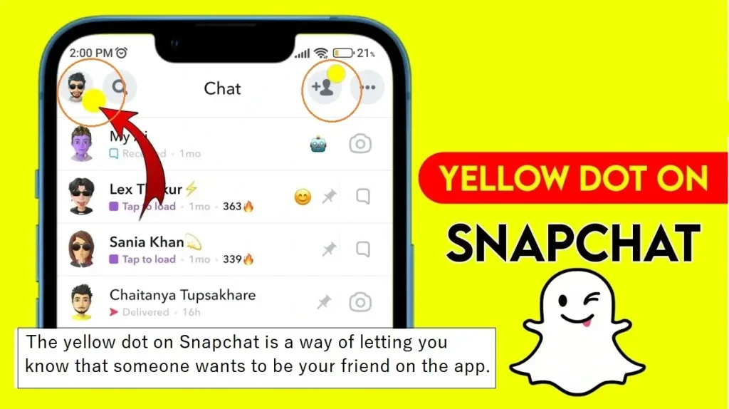 Yellow dot on snapchat